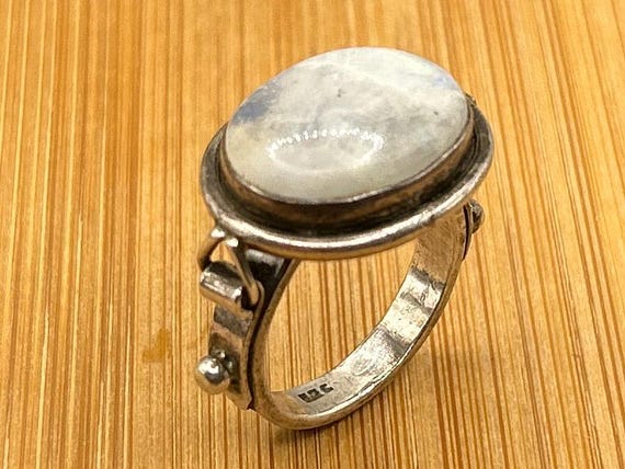 Vintage Sterling Silver Moonstone Statement Ring, Size 9 1/4"