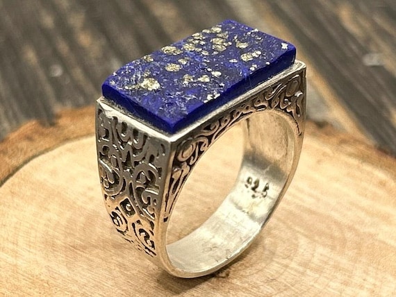 Vintage Sterling Silver Lapis Lazuli Ring, Size 9 1/4, Men's Statement Jewelry, Handcrafted 925 Silver with Natural Blue Stone