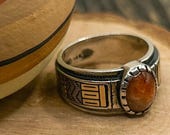 RARE NOS! Roderick Tenorio Relios Carolyn Pollack 14K Gold & Sterling Silver Sunstone Ring, Size 7 1/4