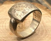 Vintage Taxco Silver Hammered Dome Ring, TF-76, Size 8, Textured Dome Ring, Mexican Silver Jewelry, 925 Sterling Silver, Statement Ring