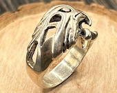Bold Eagle Head Sterling Silver Ring - Vintage Statement Jewelry