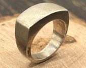 Vintage Modern Sterling Silver Dome Ring, Geometric Band, Minimalist Jewelry, Size 6 3/4