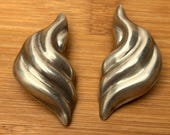 Vintage Taxco Sterling Silver Clip On Earrings | Abstract Sculptural Statement | 925 Mexico TD-35 | Mid Century Mexican Silver