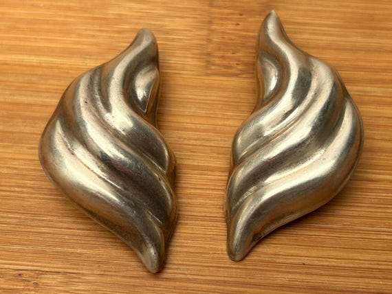 Vintage Taxco Sterling Silver Clip On Earrings | Abstract Sculptural Statement | 925 Mexico TD-35 | Mid Century Mexican Silver
