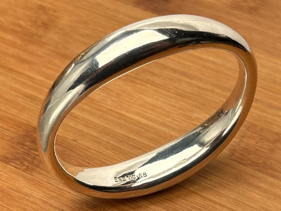 Vintage Taxco Sterling Silver Wave Bangle, Heavy Modernist Sculptural Bracelet, Signed 925 TH-88 Mexico, 7.25 Inch