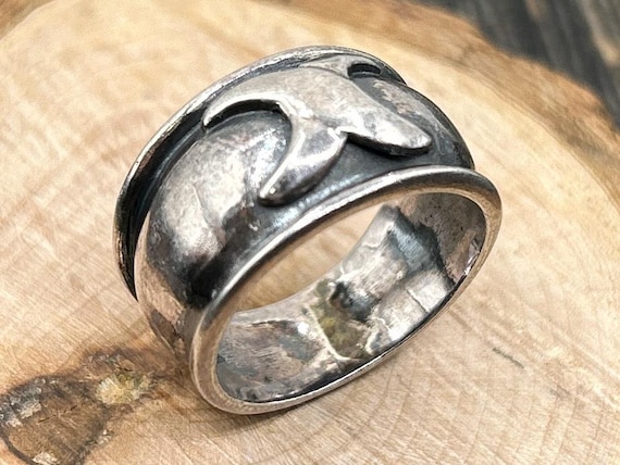 Sterling Silver Vintage X Ring, Statement Ring, Chunky Ring, Wide Band Ring, Unisex Ring, Size 7 1/2