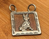 Copper & Sterling Silver Rabbit Storyteller Pendant, Southwest Animal Jewelry