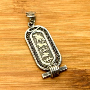 Vintage Sterling Silver Egyptian Hieroglyphic Pendant