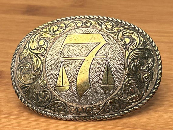 22K Gold on Sterling Silver San Carlos Crumrine Belt Buckle