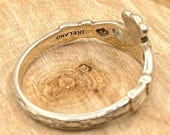 The JMH mark on Vintage JMH Sterling Silver Claddagh Ring Ireland | Size 8 Irish Love, Loyalty & Friendship Band