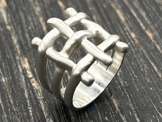 Carolyn Pollack Southwestern Style Sterling Silver Lattice Ring, Brushed Finish, Size 7