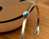Artie Yellowhorse Sterling Silver Cuff Bracelet with Teal Gemstone | Native American Contemporary Southwest Jewelry