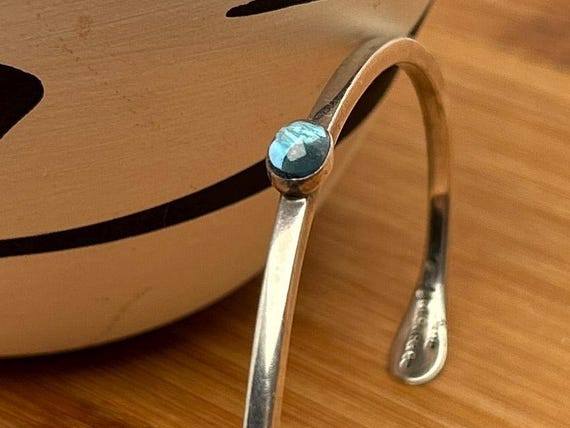 Artie Yellowhorse Sterling Silver Cuff Bracelet with Teal Gemstone | Native American Contemporary Southwest Jewelry