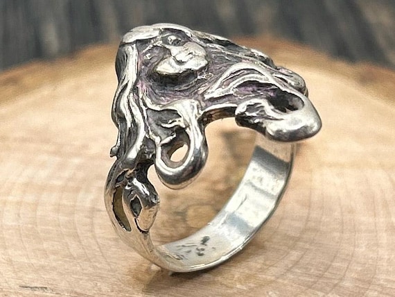 Sterling Silver Art Nouveau Woman Ring, Size 6, Antique Style Ring, Nature Inspired Jewelry, Unique Gift for Her