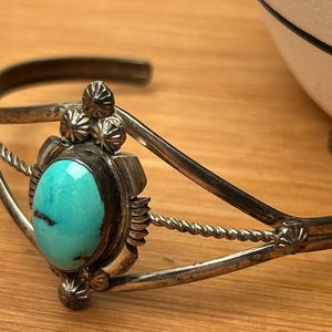 Vintage Marie B. Navajo Sterling Silver Turquoise Cuff Bracelet, Southwestern Jewelry