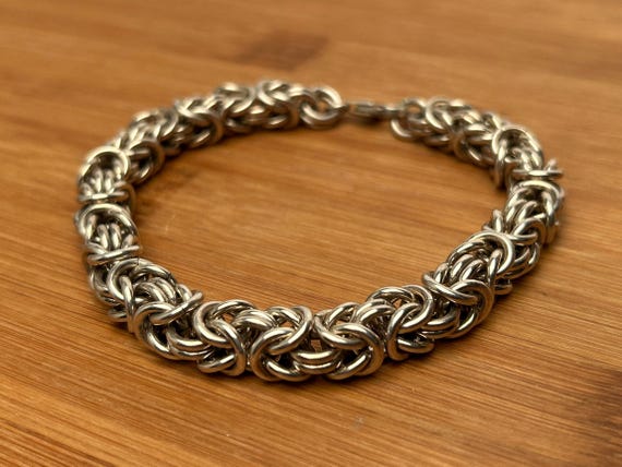 Byzantine Chainmaille Bracelet, 925 Sterling Silver Bracelet, Woven Bracelet, Viking Bracelet, Medieval Bracelet, Unisex Bracelet