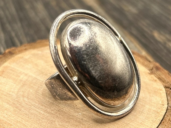 Vintage Mexican Silver Ring, Mid-Century Modernist Taxco Jewelry