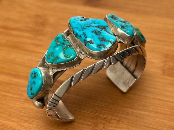 Sterling Silver Turquoise Cuff, Native American Jewelry, NFC Marked