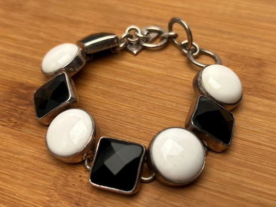 Charles Albert Sterling Silver Black and White Statement Bracelet