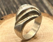 Vintage Mexican Silver Swirl Ring, Sterling Statement Ring, Size 8.25