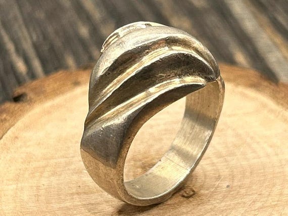 Vintage Mexican Silver Swirl Ring, Sterling Statement Ring, Size 8.25