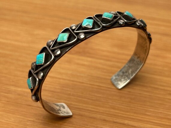 Authentic Navajo Fred Charley Sterling Silver Cuff Bracelet - Signed F.C. - Vintage Southwestern Wearable Art