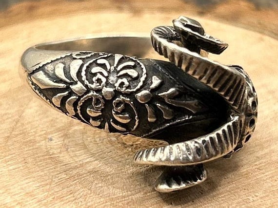 Rams Head Ring, Adjustable Silver Ring, Ram Ring,… - image 3