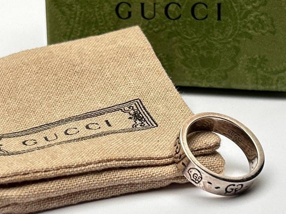 Authentic Gucci Ghost Silver Band Ring - Size 9 1/4 - 9 1/2