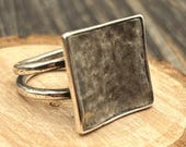 Modernist Sterling Silver Brutalist Style Ring, Unique Statement Jewelry