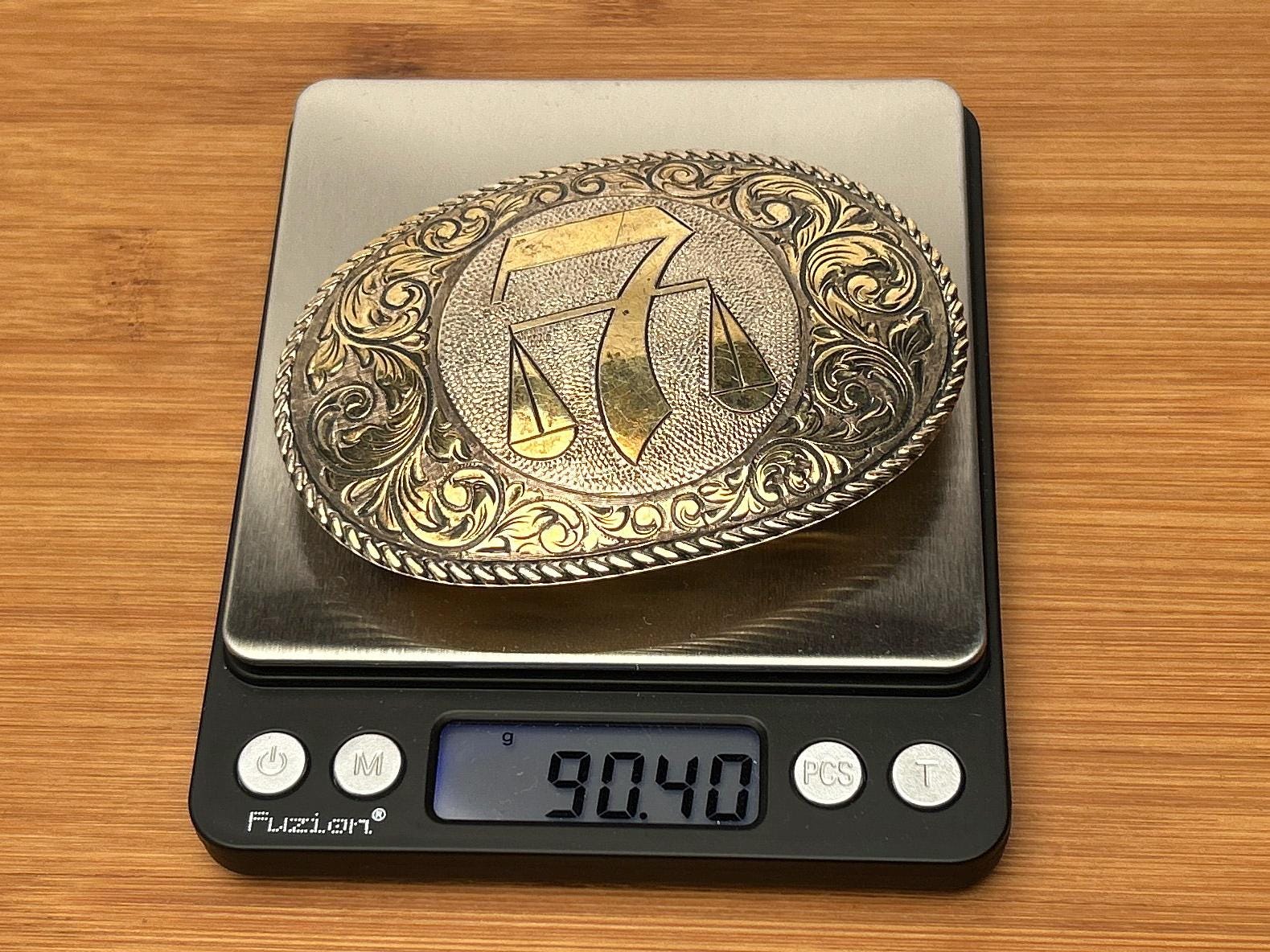 22K Gold on Sterling Silver San Carlos Crumrine Belt Buckle  display picture 2