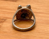 The OTT mark on Vintage TED OTT 925 Sterling Silver Navajo Wolf Head Ring - Size 6, 5.83 Grams, Signed