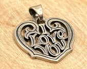 James Avery Retired I Love You Script Heart Pendant Sterling Silver Scroll Openwork Charm