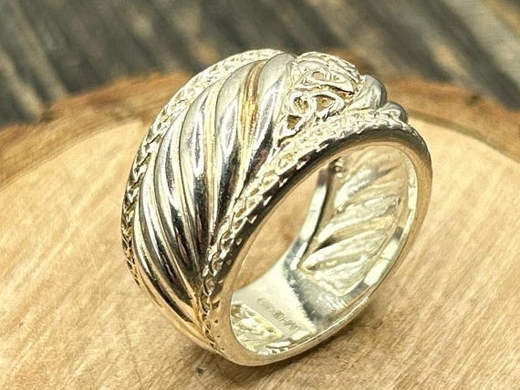 Celtic Weave Sterling Silver Band Ring, Size 6.25, Irish Hallmarked