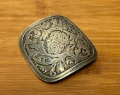 Sterling Silver Floral Belt Buckle with Artisan Hallmark