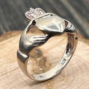 Vintage Irish Claddagh Ring, 925 Sterling Silver, Size 12 3/4, 5.1 Grams, 1940s, Symbol of Love, Loyalty & Friendship,  Unique Gift