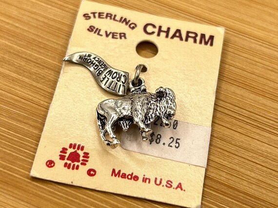 Vintage Sterling Silver Buffalo Charm Little Bighorn Crow Agency Montana Souvenir Custer Battlefield