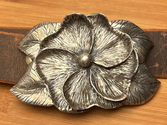 Vintage 1987 Stan Bentall Navajo Sterling Silver Floral Leaf Concha Belt Buckle & Set
