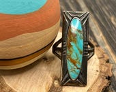 Striking Vintage Bell Trading Post Turquoise Sterling Silver Ring