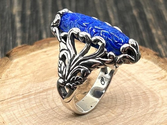 Vintage NOS Carolyn Pollack Relios Sterling Silver Blue Lapis Ring, Size 8