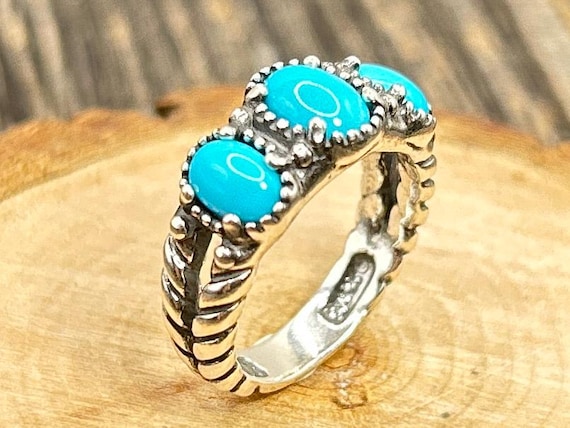 Carolyn Pollack Relios American West Blue Turquoise Ring Sterling Silver Size 5