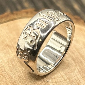 Authentic Bulgari Save the Children Sterling Silver Ring, Size 7.25, Floral Engraved Band