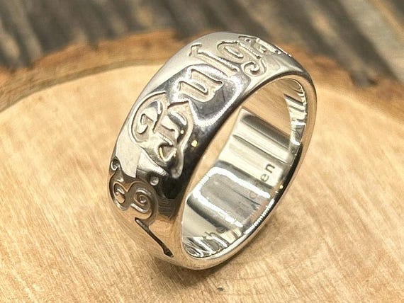 Authentic Bulgari Save the Children Sterling Silver Ring, Size 7.25, Floral Engraved Band