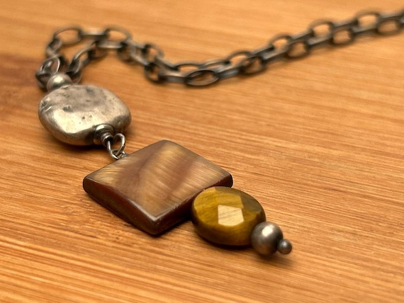 Silpada Sterling Silver Pendant Necklace, Tiger's Eye, Artisan Crafted, 16.75" Length, Gift for Her