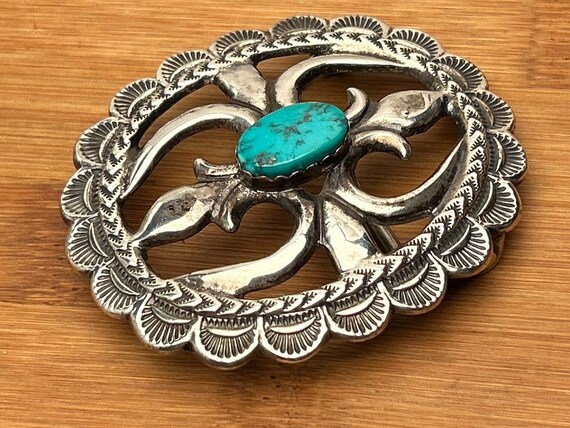 Vintage Arthur J. Williams Navajo Sterling Turquoise Belt Buckle | Signed AJW