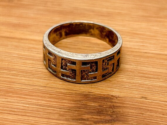 Vintage Sterling Silver Geometric Maze Band Ring