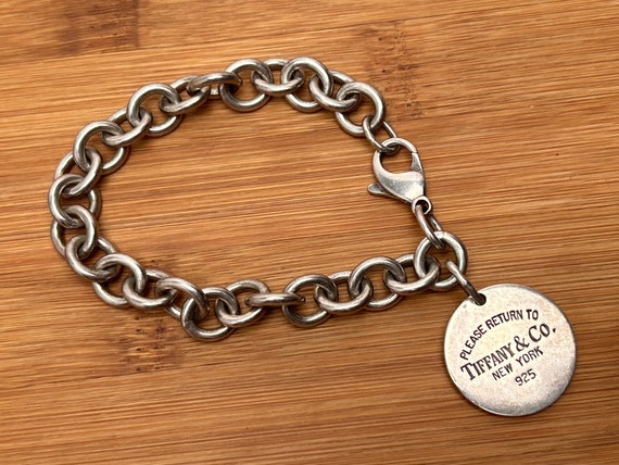 Tiffany & Co. Sterling Silver Round Tag Lobster Claw Bracelet