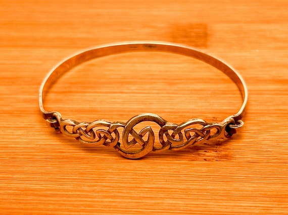 925 Sterling Silver Celtic Knot Bangle Bracelet - Irish Hallmarked Eternal Love Jewelry