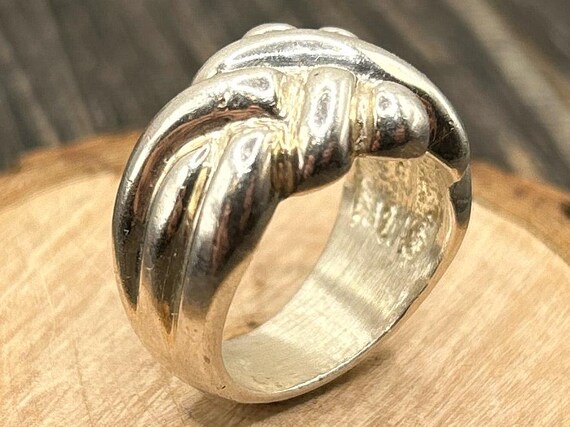 Vintage Taxco Mexican Sterling Silver Statement Ring | Chunky Artisan Signed TM-98 .925 Silver | Size 8