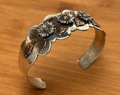 Vintage Jeep Collins Sterling Copper Cactus Flower Bracelet - Rare Southwest Design