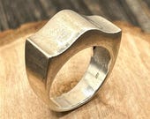 Vintage Brutalist Sterling Silver Statement Ring, Size 7 - Geometric Edgy Design